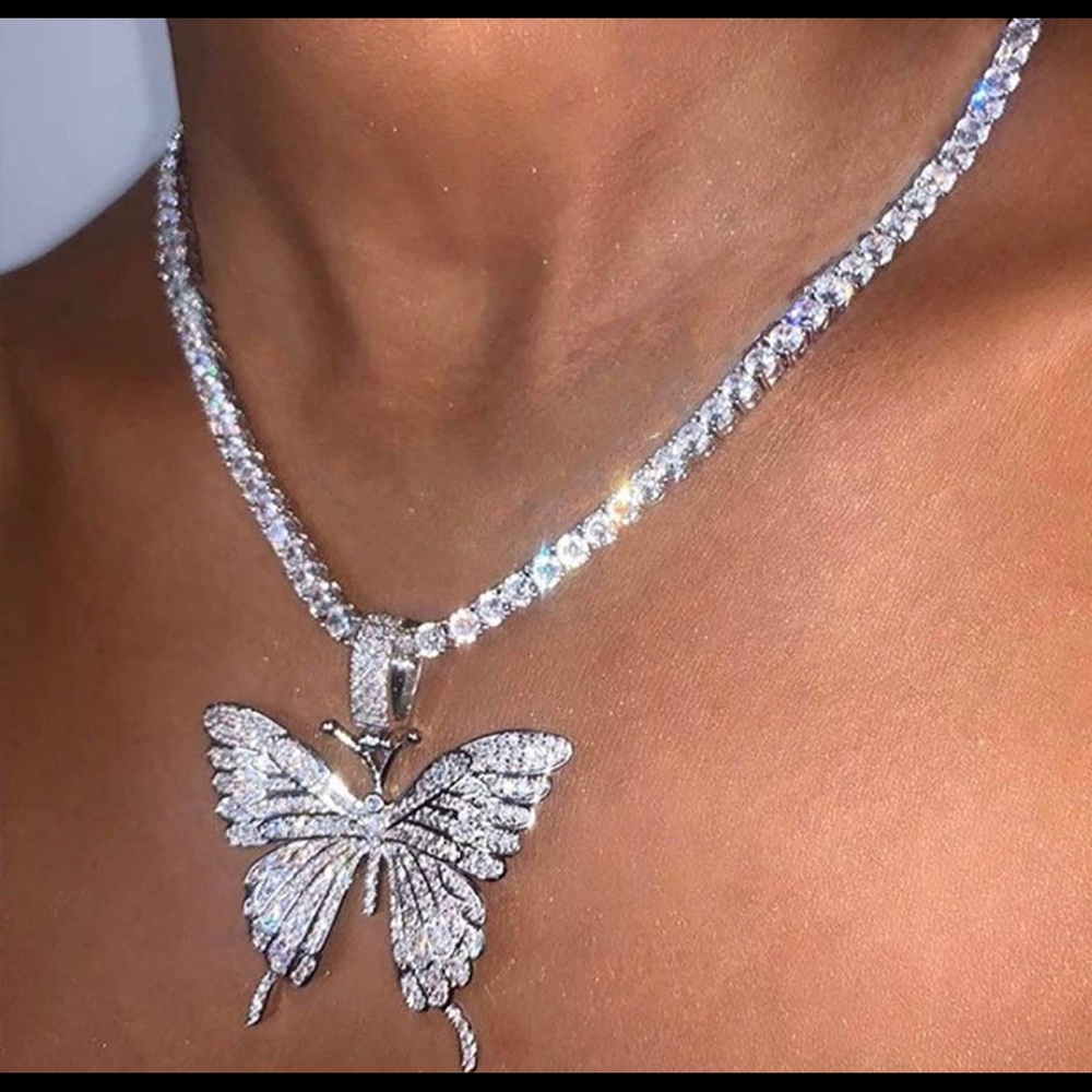 Crystal Butterfly Choker Rhinestone Pendant